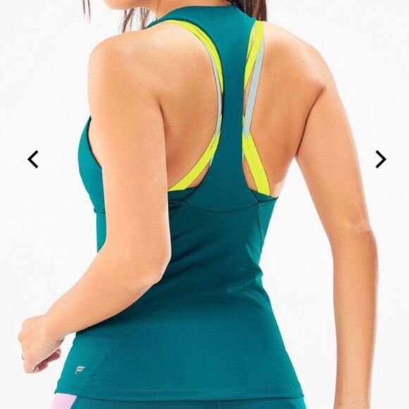 Fabletics Kessler Built In Bra Workout Athleisure Tank Top Teal S / 6 - Picture 2 of 9